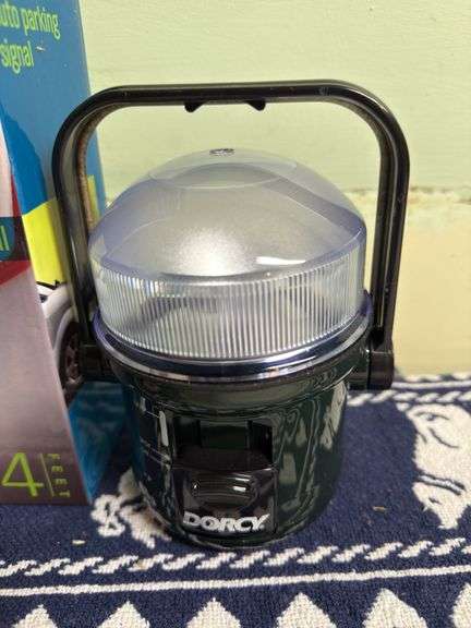 VINTAGE CLOCK, BATTEY LANTERN, EMERSON FLASBING LED PARKING SIGNAL