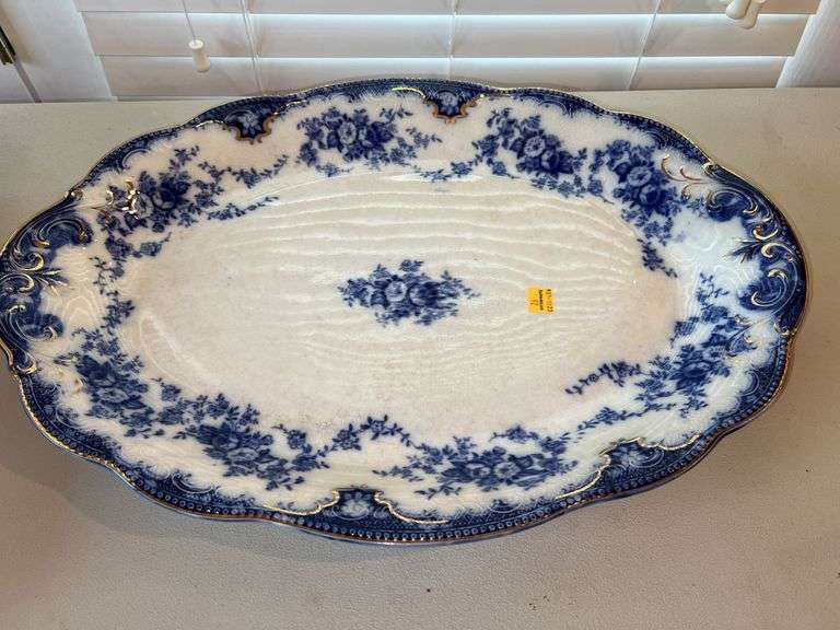 Blue Hand Painted Porcelain Serving Platter