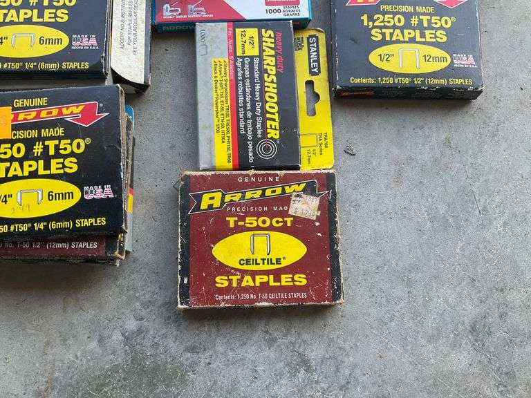 Electric Staple Gun, Stanley Staple Gun, Assortment of Boxes of Staples