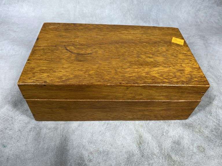 Wooden Box w/ Zippo, Keychains, Etc.