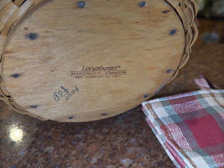 2005 Longaberger Inaugural Basket, Longaberger Easter Basket, and Longaberger Apple Carrying Bag