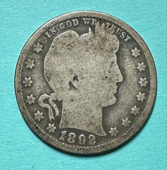 1892 Barber Silver Quarter