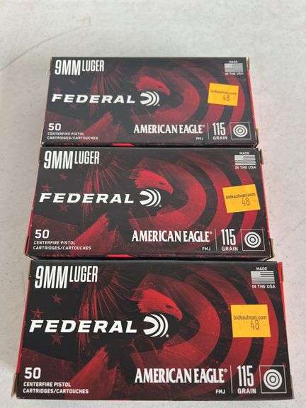 (3) Federal 9mm 115 Grain