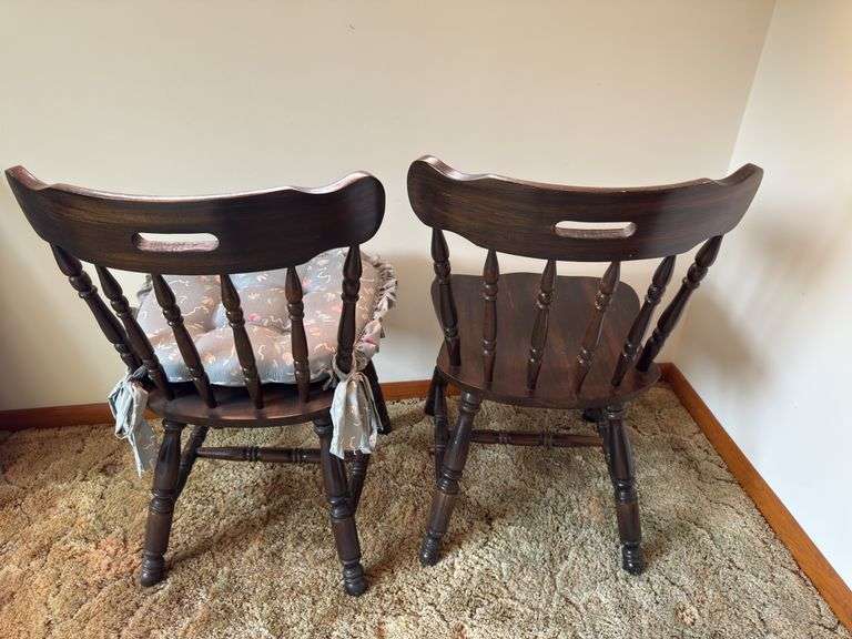 MATCHING PAIR OF WOODEN TABLE CHAIRS
