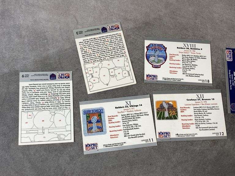 1990 NFL Pro Set Super Bowl Cards