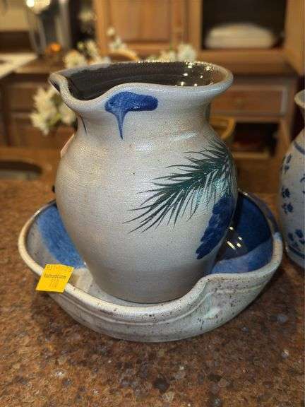 Assortment of Pottery Pitchers and Apple Pottery Bowl