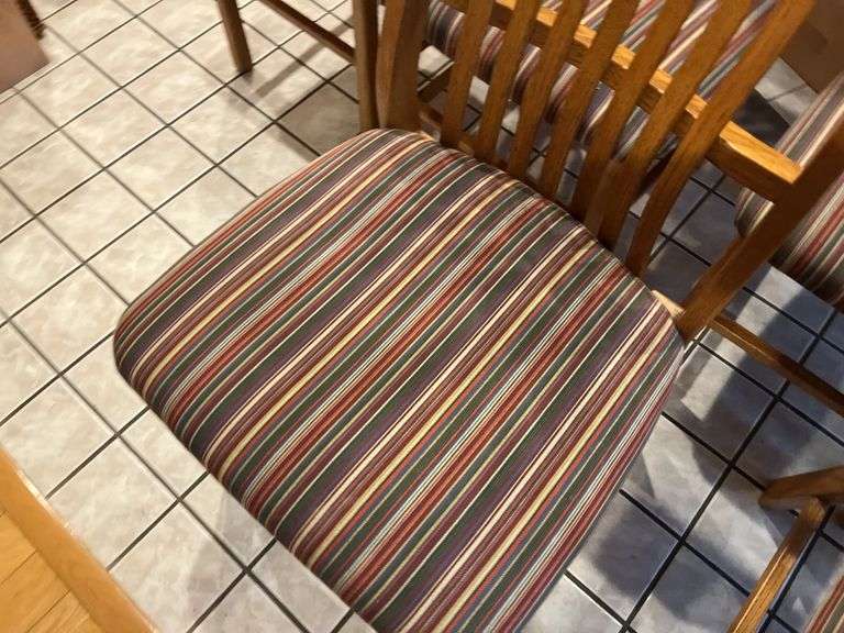 6 Oak Slat Back Dining Chairs