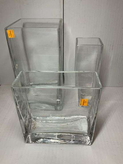 3 Fluted Glass Vases