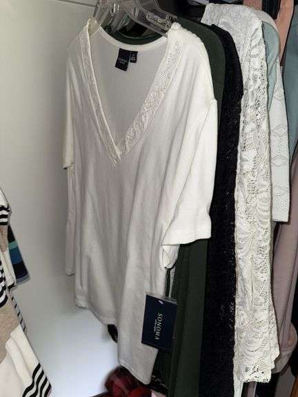 CONTENTS OF CLOSET INCLUDING CLOTHES (BOTH NEW AND BARELY WORN, BLANKETS, ALL PICTURED ITEMS