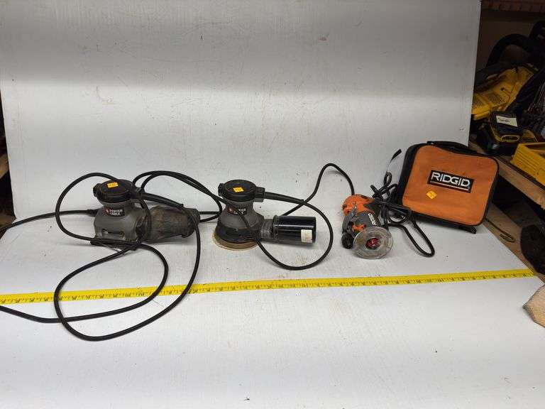 (2) Porter Cable Sanders and Rigid Router