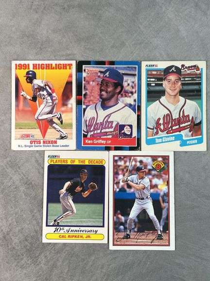 Tom Glavine, Cal Ripken Jr., Dale Murphy, Ken Griffey, Otis Nixon Cards