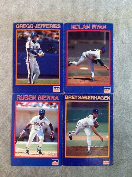 Bret Saberhagen, Ruben Sierra, Nolan Ryan, Gregg Jeffries Starline Baseball Cards