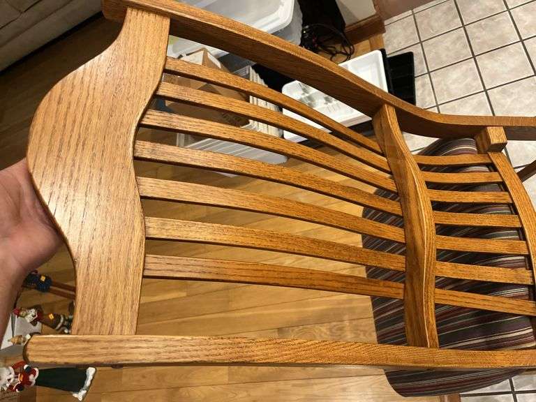 6 Oak Slat Back Dining Chairs