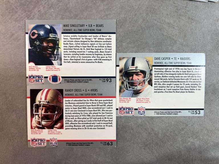 1990 NFL Pro Set Super Bowl Supermen Football Cards