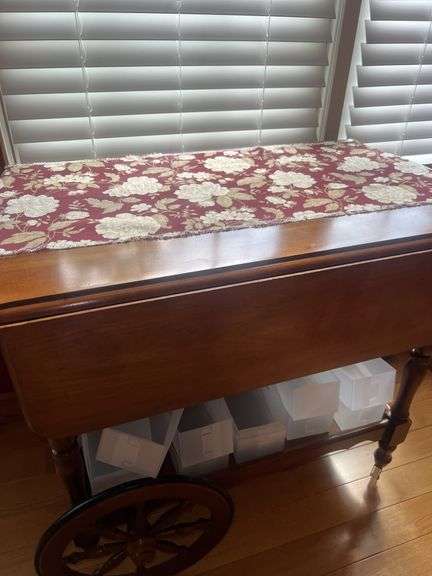 Wooden Rolling Tea Cart