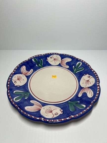 Solimene Campagna Pesce Fish 14” Dinner Plate, Vietri Made in Italy