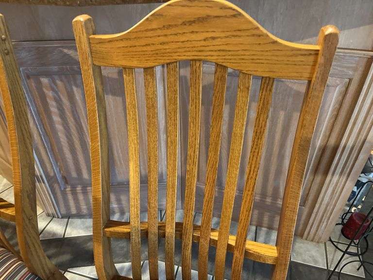 6 Oak Slat Back Dining Chairs