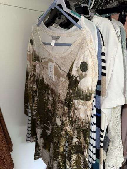 CONTENTS OF CLOSET INCLUDING CLOTHES (BOTH NEW AND BARELY WORN, BLANKETS, ALL PICTURED ITEMS
