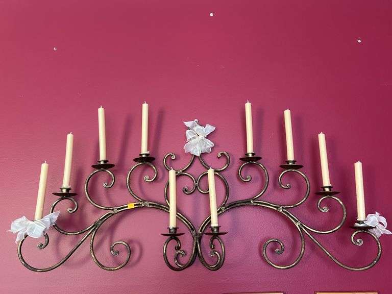 Large Brass Wall Sconce and Candles