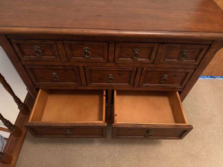 HEAVY SOLID WOOD DRESSER 19”D 35”H 39”W