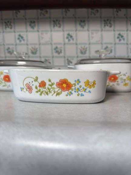 VINTAGE CORNINGWARE WILDFLOWER CASSEROLE DISHES