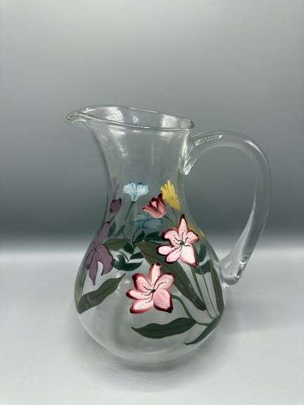 PAIR OF ONEIDA HAND PAINTED PITCHERS