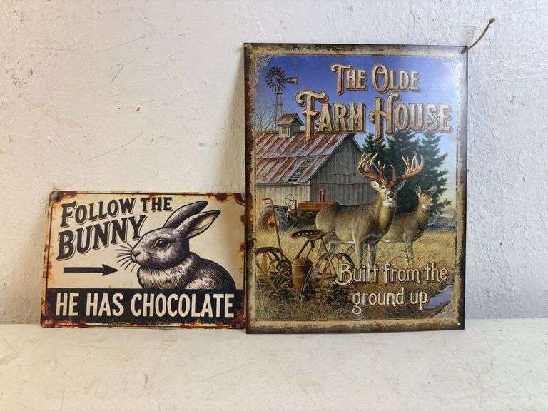 2 Tin Signs /Big Sign is 16” H 12” W
