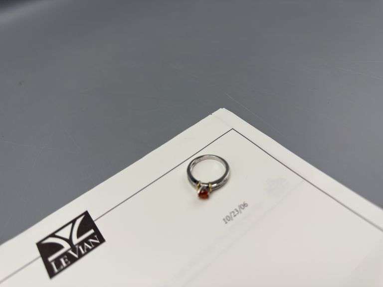 LE VIAN JEWELRY ORANGE SAPPHIRE & DIAMOND RING