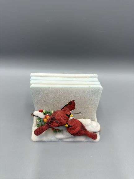 THE DANBURY MINT AND ANDREA BY SADEK CARDINAL FIGURES, BELL, COASTERS AND SNOWGLOBE