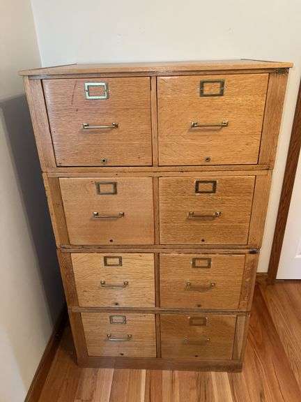 The Globe-Wernicke Co. Oak Stackable Filing Cabinet Tower (4pcs)