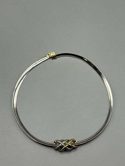 LOVE KNOT GOLD AND SILVER REVERSIBLE 14K ITALY NECKLACE