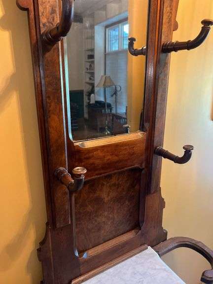 Antique Marble Top Hall Tree