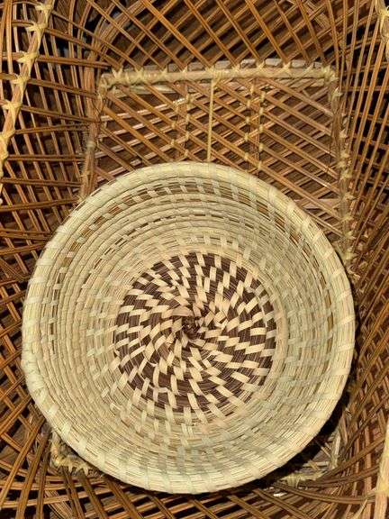 WOVEN BASKETS, POLAROID CAMERA WITH INSTANT FILM, AND PANASONIC LUMIX CAMERA