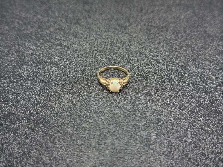PAIR OF 14K GOLD RINGS: OVAL OPAL/DIAMOND & OVAL CITRINE/DIAMOND @ 6 GRAMS COMBINED
