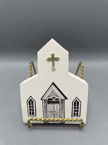 SNOW-BABY STYLE NATIVITY SET AND WOODEN OTTERBEIN U.M. CHURCH COLLECTIBLE