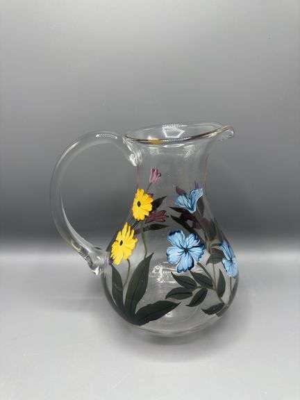 PAIR OF ONEIDA HAND PAINTED PITCHERS