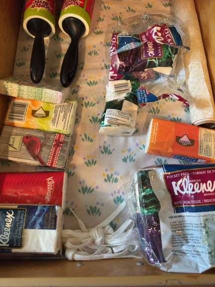 CONTENTS OF CABINETS, SHEETS, LIGHTBULBS, AIR FRESHENERS AND PLUG-INS, BATTERY POWERED LANTERNS, SEW