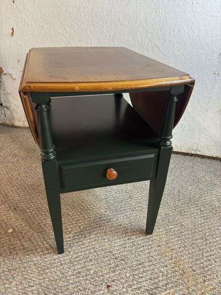 Wooden Dropleaf Stand w/Drawer
