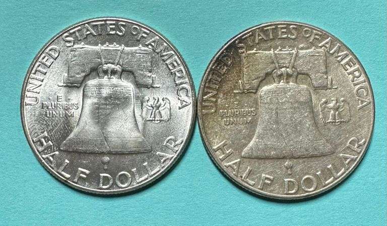 Lot of Two (2) 1955 Bugs Bunny Franklin Silver Half Dollars