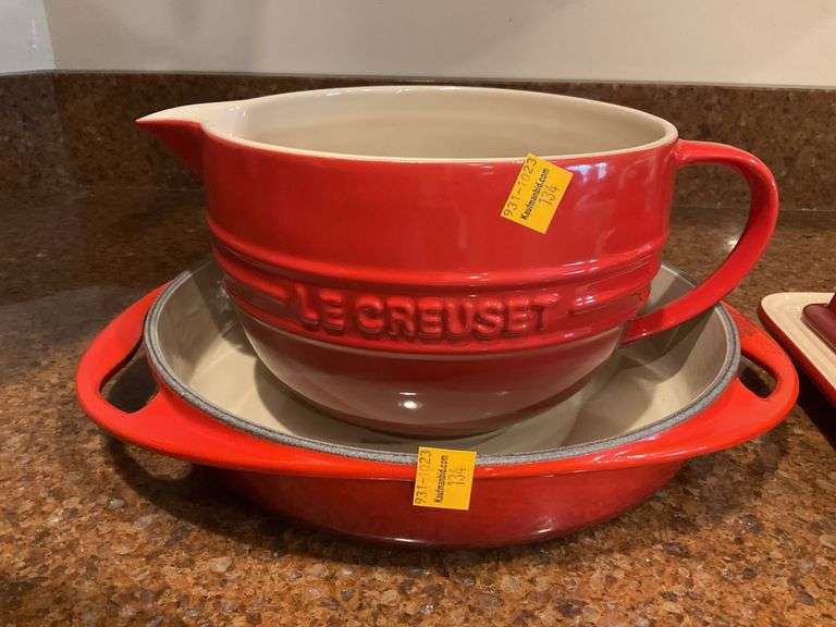 Le Creuset Stoneware Mixing Bowl, Platter, Butter Dishes