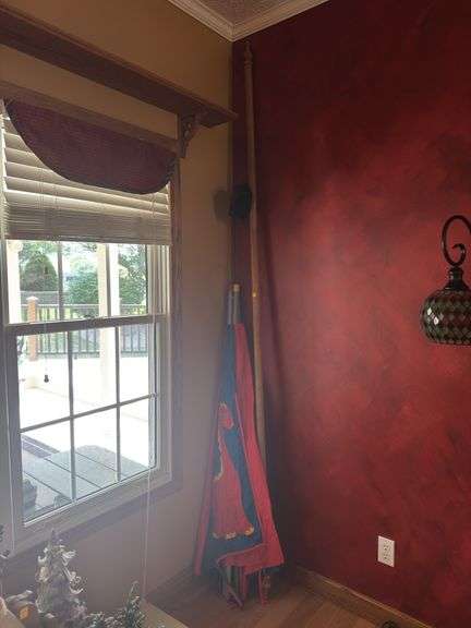 Beach Umbrella and (2) Wooden Curtain Rods