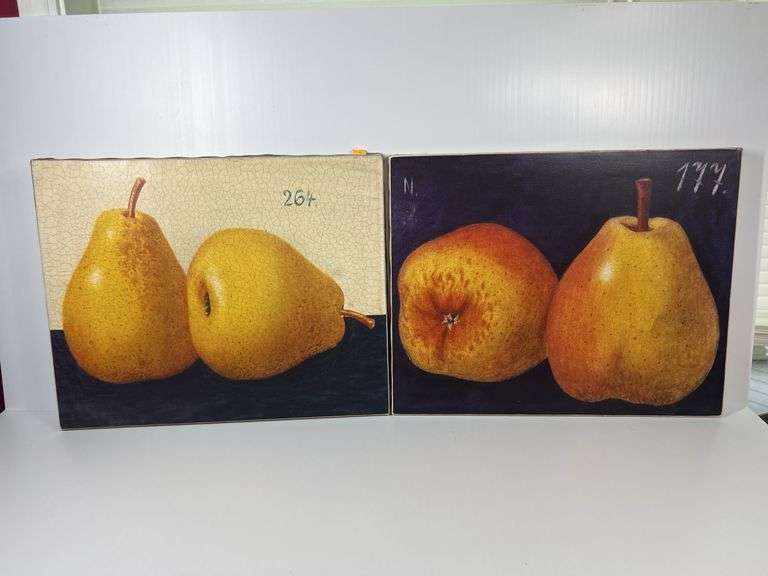 (2) Pear Canvases, Unsure of Artist