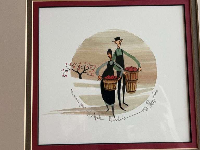 1997 P. Buckley Moss Apple Baskets 757/1000 Signed Lithograph