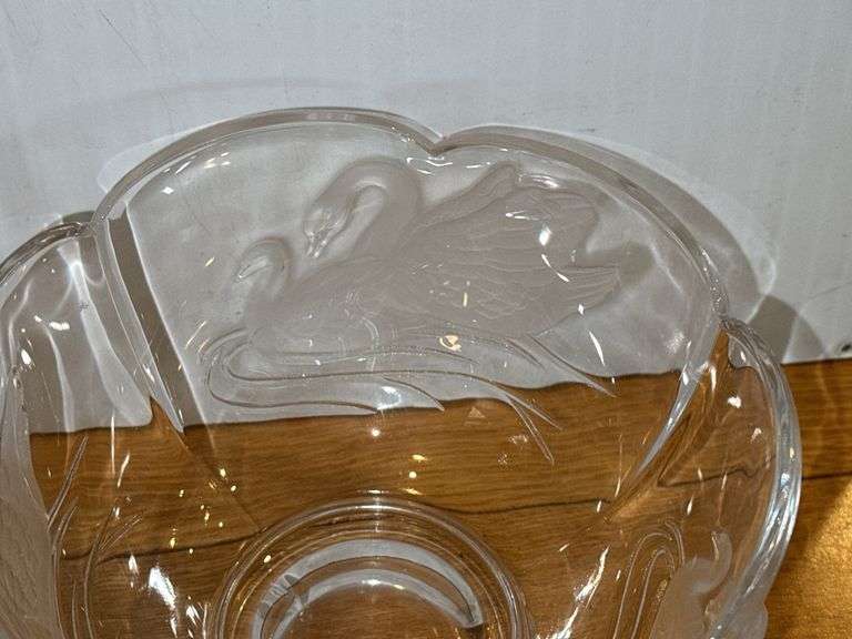 Glass Swan Candy Dish and Glass Floral Dish w/ Lid