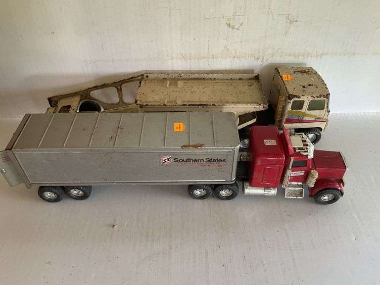 2 Vintage Toy Tractor Trailers
