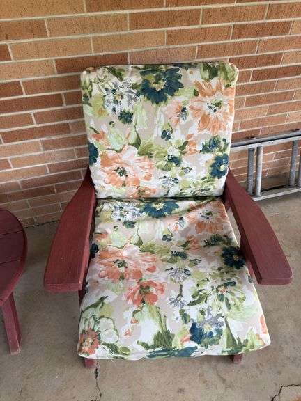 WOODEN PATIO SET OF TWO CHAIRS AND TABLE WITH CHAIR COVERS