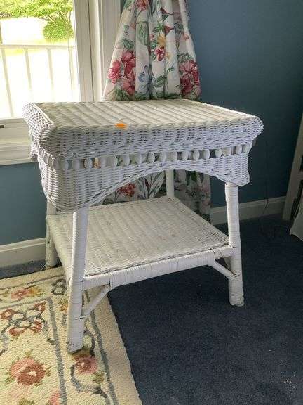 White Wicker Stand
