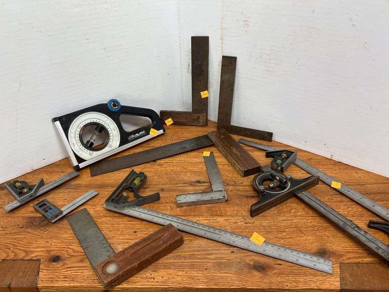 Assortment of Framing Squares and Levels