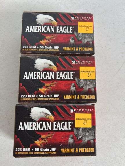 (3) American Eagle 223 Rem 50 Grain