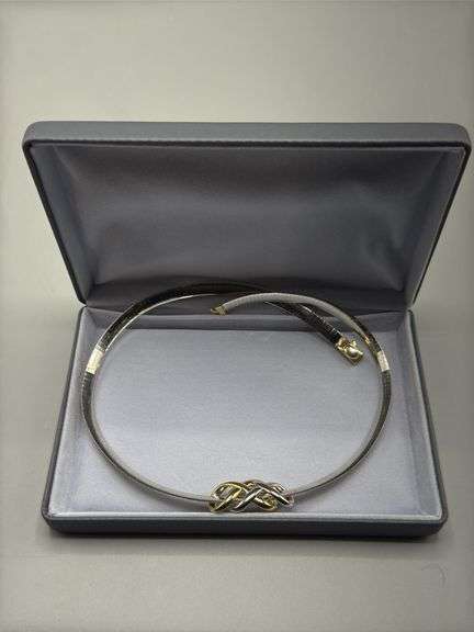 LOVE KNOT GOLD AND SILVER REVERSIBLE 14K ITALY NECKLACE